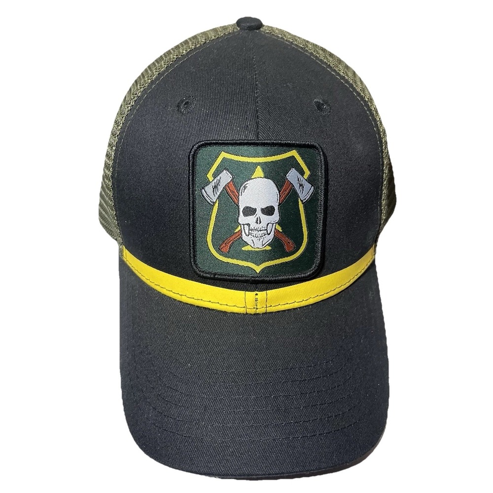 Skull SnapBack Trucker Cap Weevil Outdoor Supply Co. Black Army Green Halloween